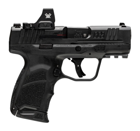 HK CC9 Optic Package 9mm 3.32" Barrel, DLC Black Finish, Front Tritium Sight, Vortex Defender CCW Red Dot Sight, 2 x10rd Mags