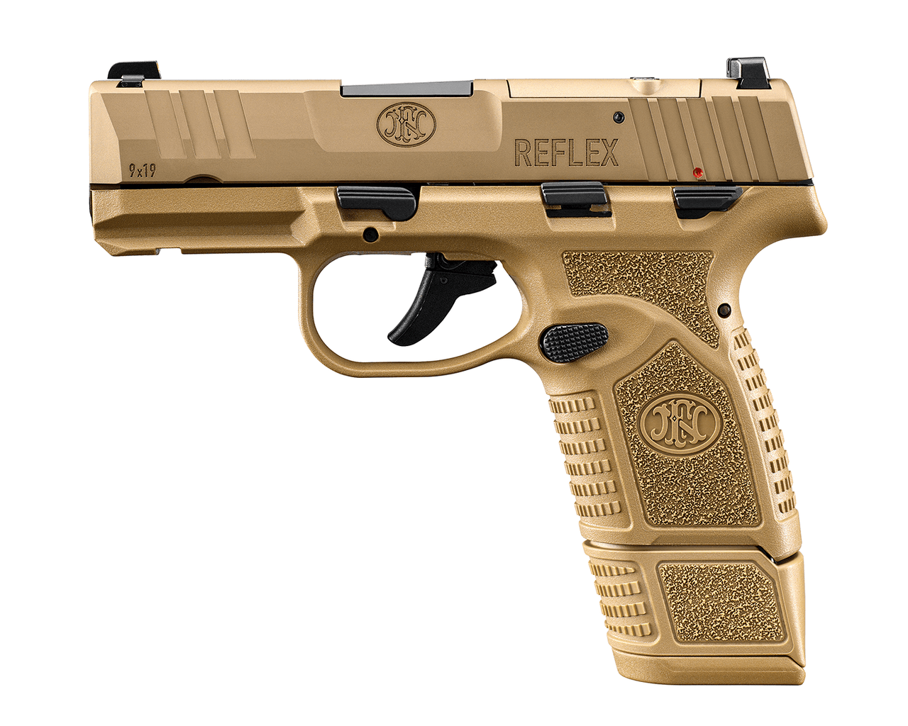 FN Reflex MRD 9mm, 3.3" Barrel, Flat Dark Earth, Manual Safety, Optic Ready, 15rd