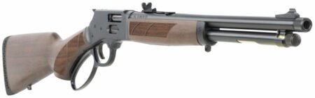 Henry H12 Protector Carbine 357 Magnum/.38 Special, 16.5" Threaded Barrel, Blued, American Walnut, Checkered, Adj Semi-Buckhorn Diamond Insert, Brass Bead Front, 7rd