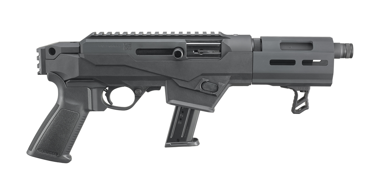 Ruger PC Charger TD 9mm 6.50" Threaded Barrel, Black Finish, Polymer Chassis, Takedown Stock, Brace Ready 1913 Adapter, Optics Ready, 17 Rd