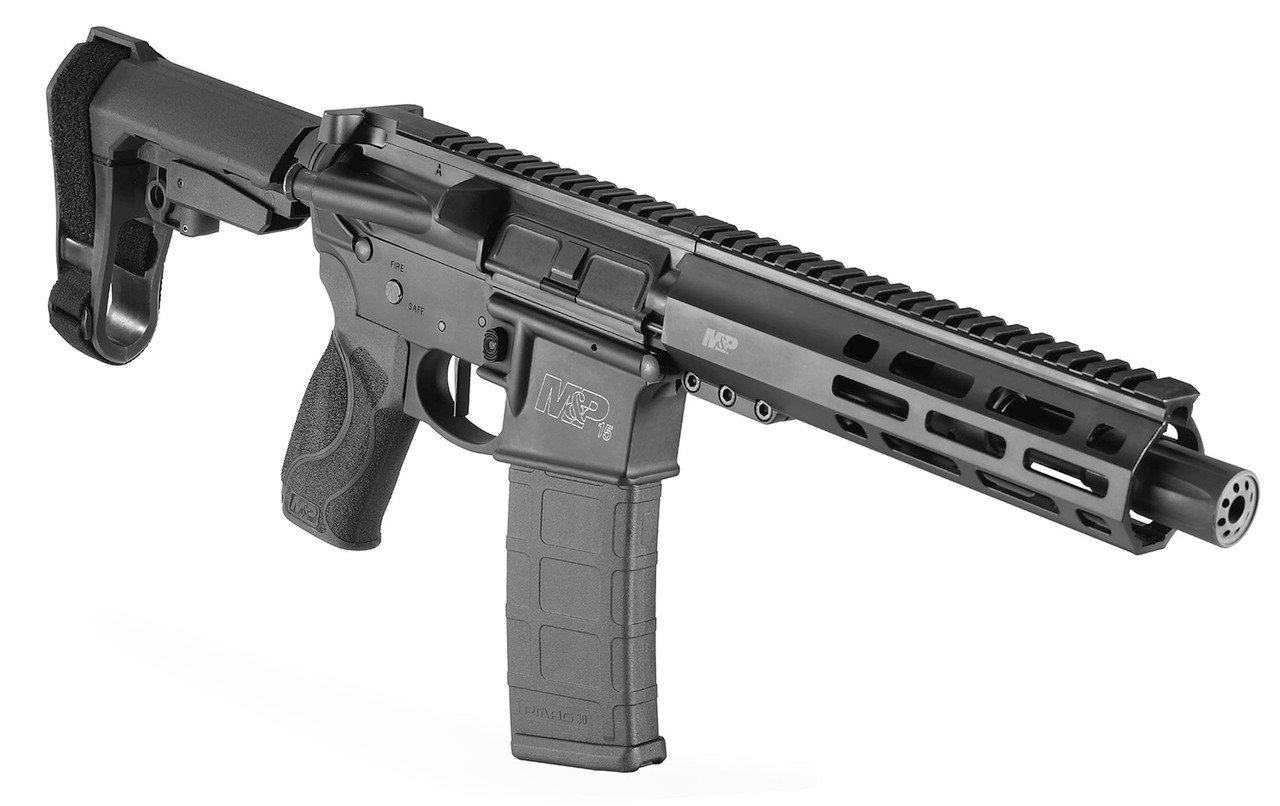 Smith & Wesson M&P 15 AR15 Pistol 5.56mm/223, 7.5" Barrel, Black, Adjustable Stabilizing Brace, Blast Diverter, M-Lok Handguard, 30rd - Image 3