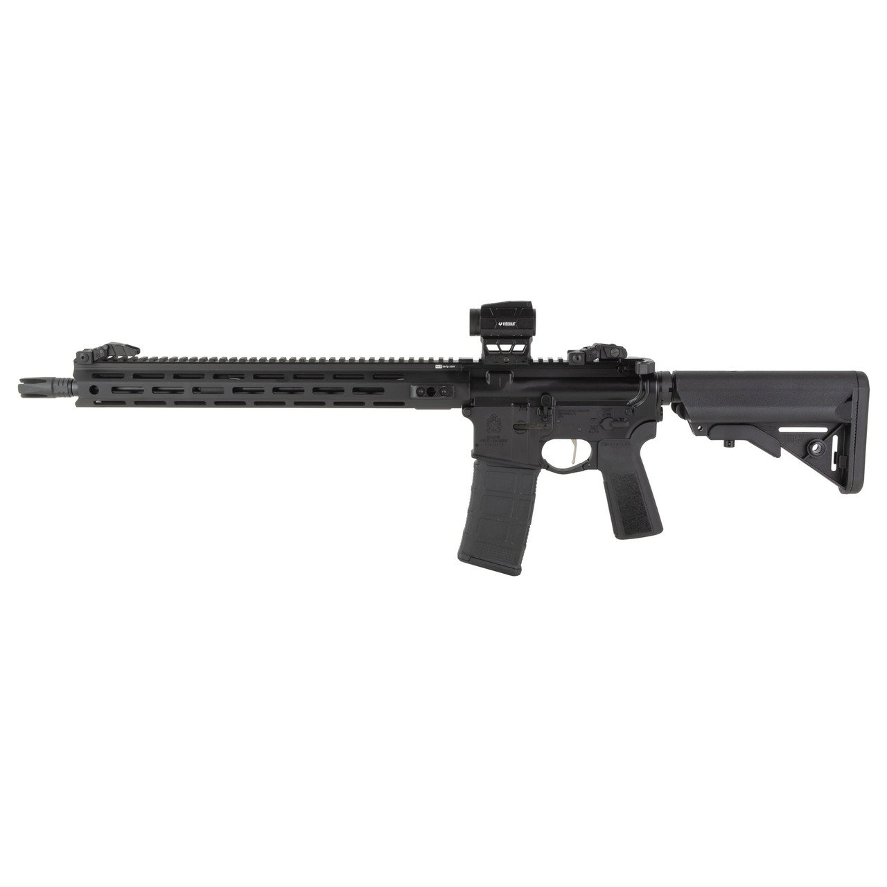 Springfield Saint Victor Optic Package Viridian Green Dot B5 5.56mm, 16" Barrel, Viridian Green Dot, Low-Profile Manual Flip-Up Sights, Black, 4x30rd Mags