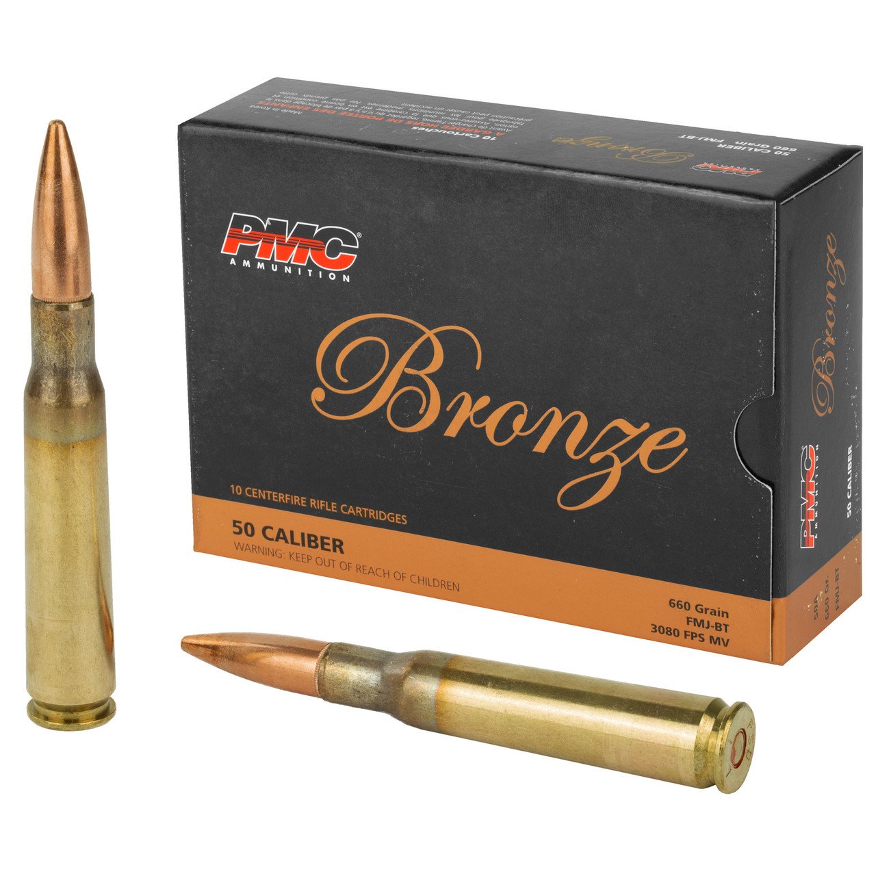 PMC Bronze 50 BMG, 660gr Full Metal Jacket Boat-Tail, 10rd Box